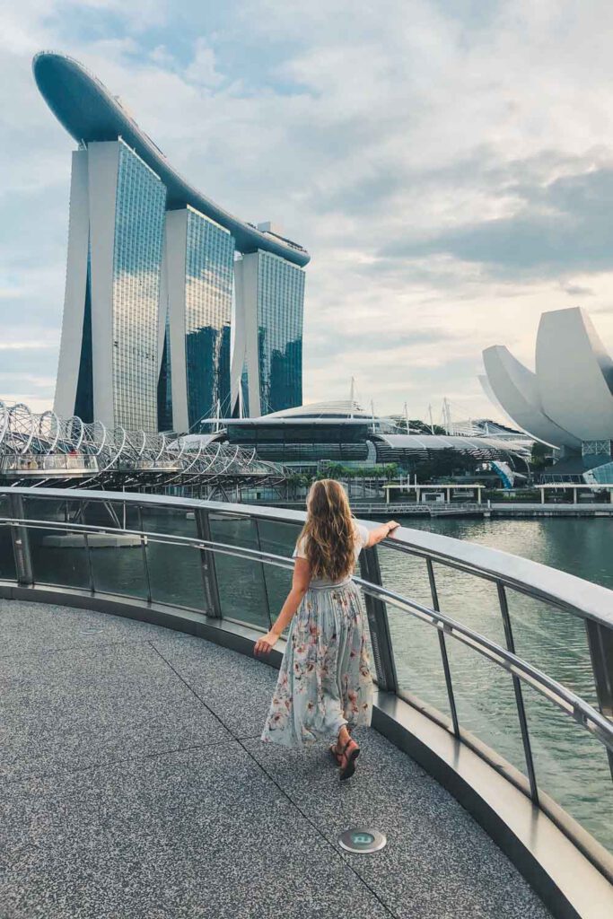 girl standing on the helix bridge