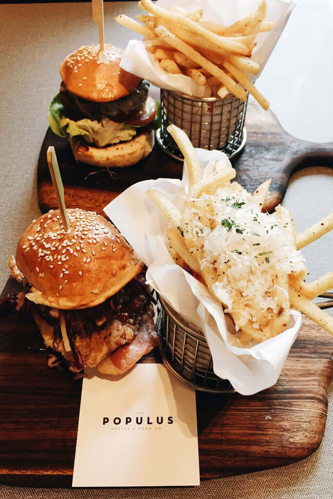 burgers and truffle fries