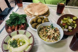 Hummus, Falafel and Arabic Dishes on table
