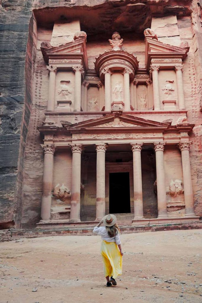 Girl in front of Petra's Treasury