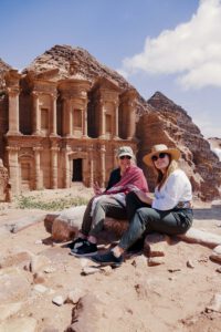Girls in front of the Monastery. Petra