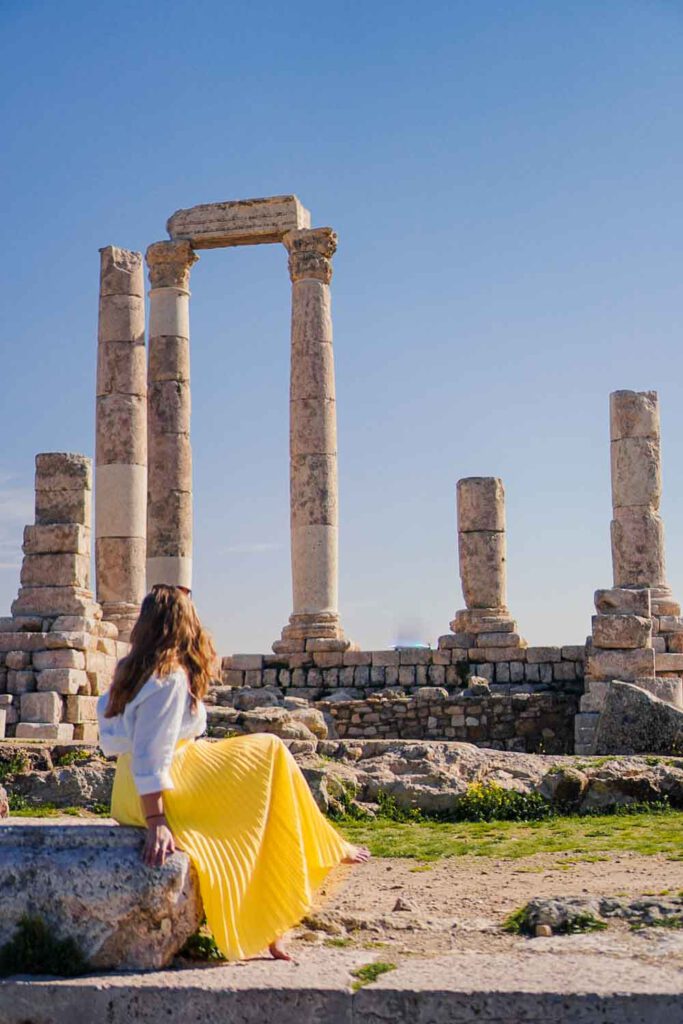 Girl in front of the Amman Citadel, Jordan