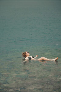 This is me floating in the Dead Sea in Jordan