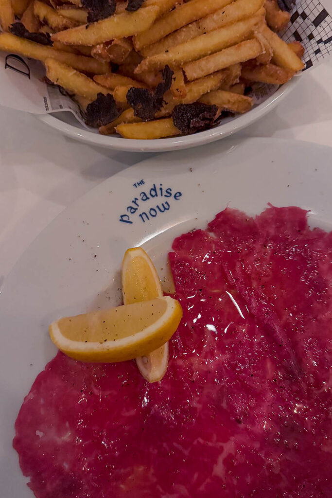 Carpaccio and Truffle Fries at the Paradise Now - Düsseldorf Food Guide