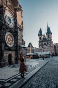highlights of prague - Astronomical Clock & Church of Our Lady before Týn
