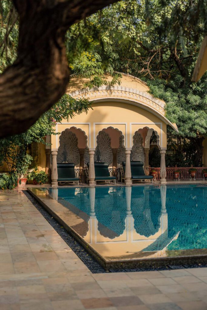 At the Alsisar Haveli Heritage Hotel you will find the most breathtaking pool with a decorative gazebo too!